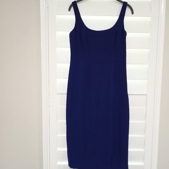 WORTH NEW YORK ROYAL DEEEP BLUE LOW NECKLINE SHIFT DRESS WOMEN SIZE 4 - Picture 1 of 5